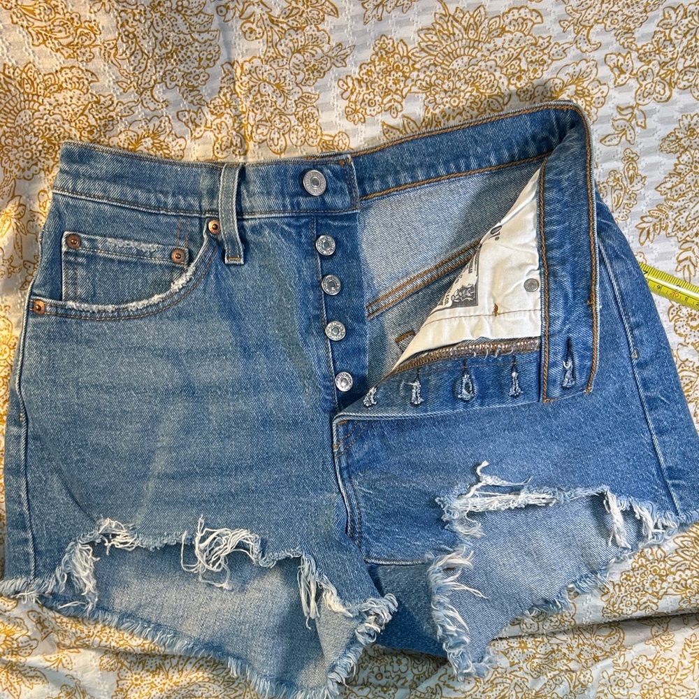 Levi's Distressed Blue Denim Jean Shorts